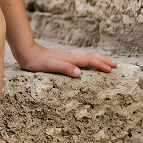لقطة مقرّبة: اليد على الحجر